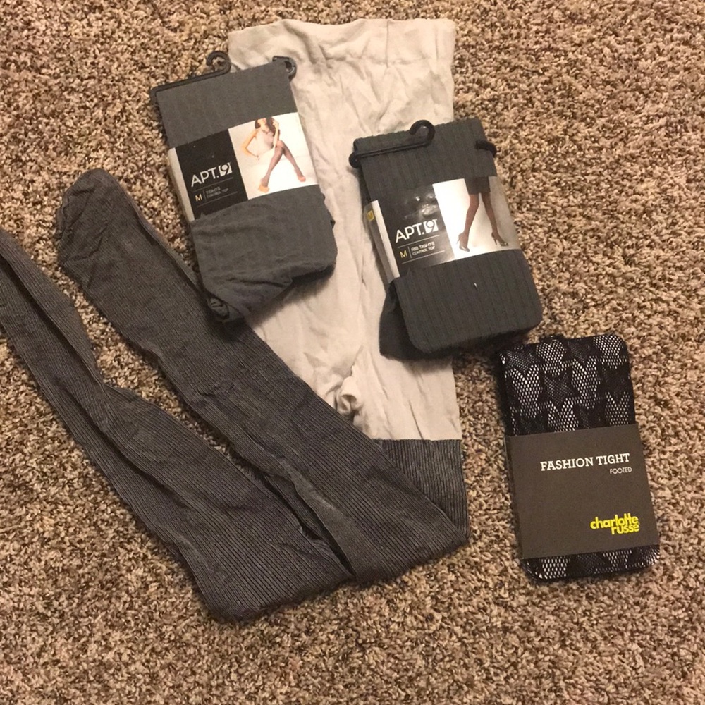 Neutral gray/black tights NWT